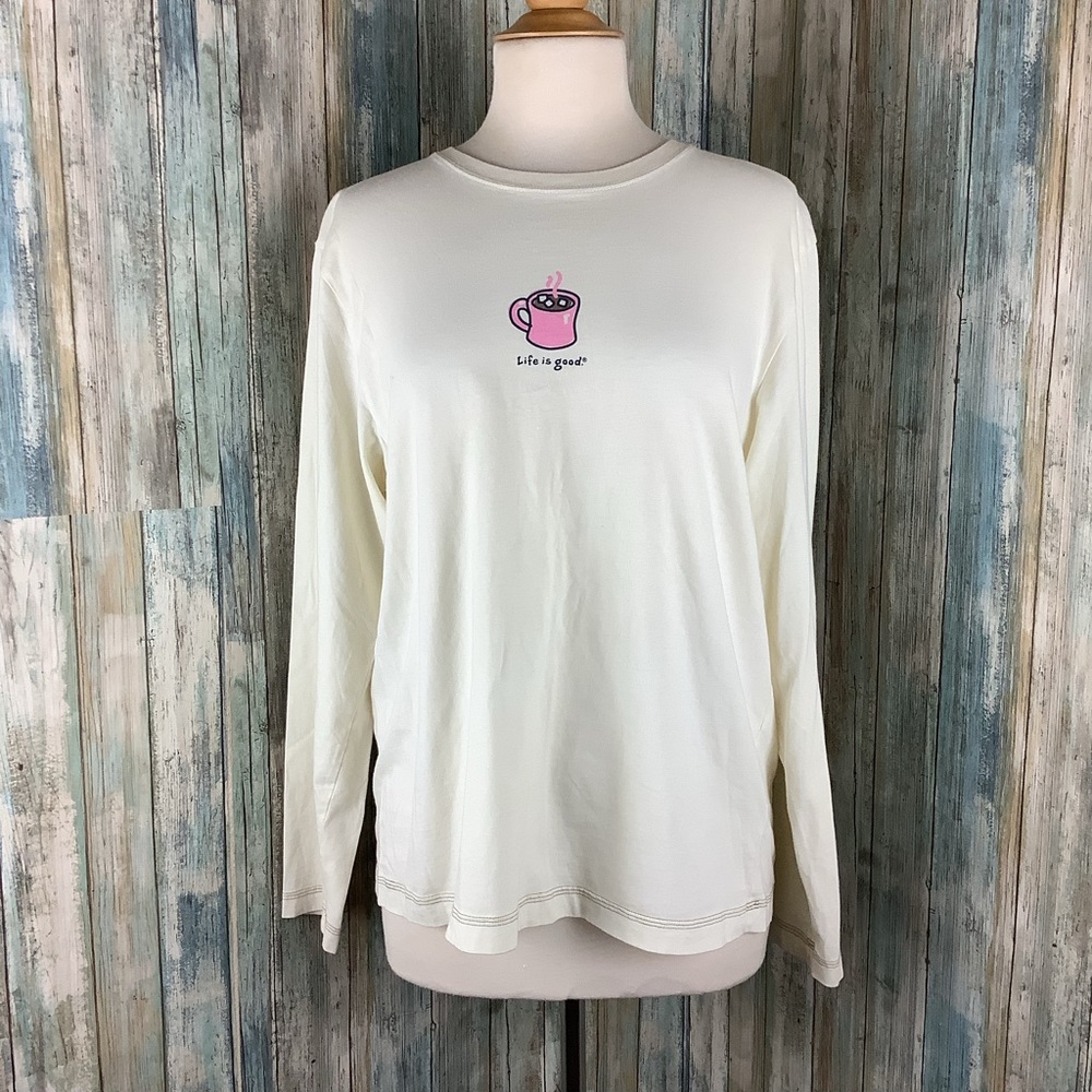 Life is good light yellow long sleeve top size large